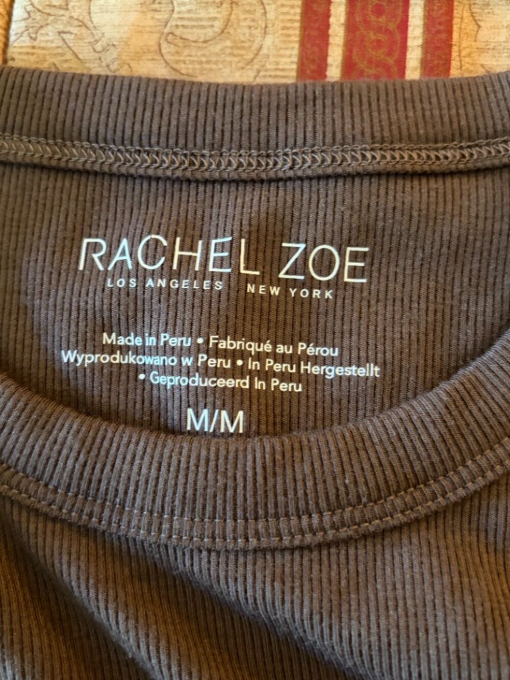 Rachel Zoe Ribbed Fitted Tank Top Mocha Brown Size Medium - Picture 5 of 7